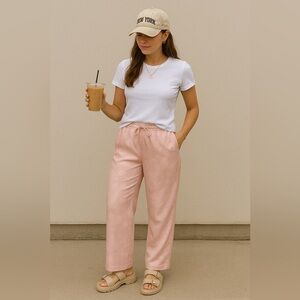 Vintage Blush Pink Silk Style Wide Leg Pants